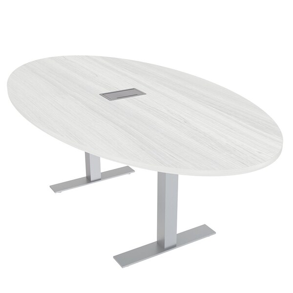 Skutchi Designs 45.25 in W, 84 in L, 29 in H, Engineered Wood Top, White HAR-OVL-46x84-T-ELEC-WHCYPRESS - main